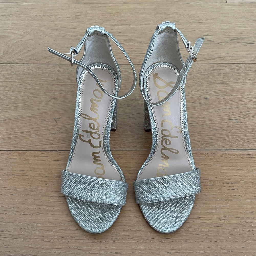 Sam Edelman | Yaro Women’s Block Heel Sandals in metallic mesh | Size 6.5W